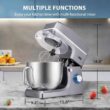 VIVOHOME 7.5 qt. 6-Speed Silver Tilt-Head Electric Stand Mixer with Accessories and ETL Listed