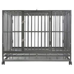 SMITHBUILT CAGE-Y42 Heavy-Duty Metal Dog Cage in Silver - Large 42 in.