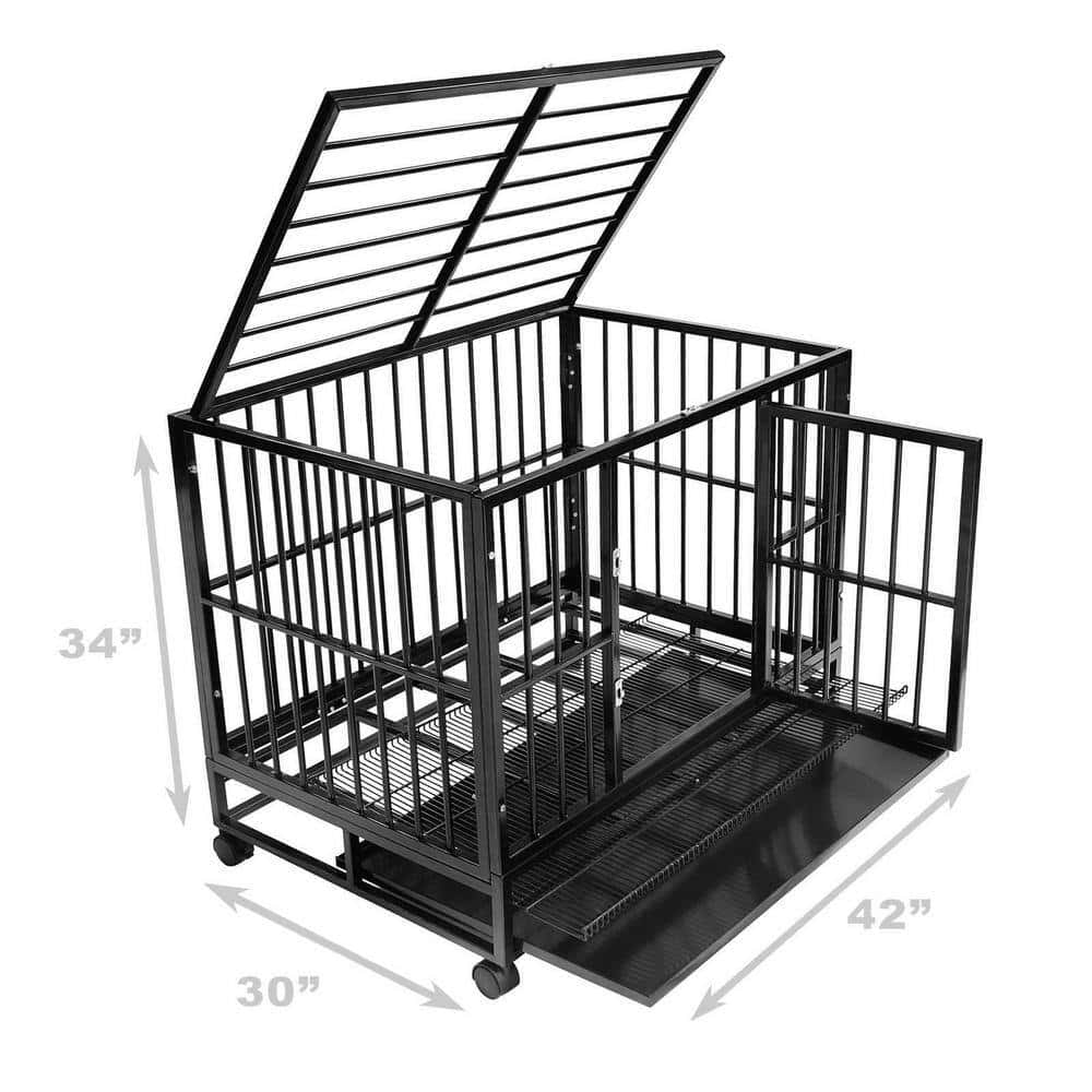 SMITHBUILT CAGE-Z42 Heavy-Duty Metal Dog Cage in Black - Large 42 in. SMITHBUILT CAGE-Z42 Heavy-Duty Metal Dog Cage in Black - Large 42 in. - Image 3