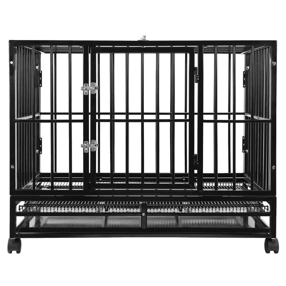 SMITHBUILT CAGE-Z42 Heavy-Duty Metal Dog Cage in Black - Large 42 in. SMITHBUILT CAGE-Z42 Heavy-Duty Metal Dog Cage in Black - Large 42 in.