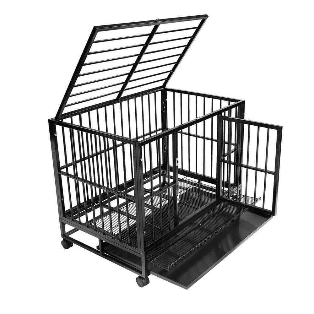 SMITHBUILT CAGE-Z42 Heavy-Duty Metal Dog Cage in Black - Large 42 in. SMITHBUILT CAGE-Z42 Heavy-Duty Metal Dog Cage in Black - Large 42 in. - Image 2
