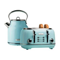 HADEN  Stainless Steel Retro Toaster & 1.7 Liter Stainless Steel Electric Kettle, Turquoise, 1 Kettle