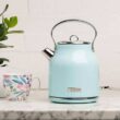 HADEN Stainless Steel Retro Toaster & 1.7 Liter Stainless Steel Electric Kettle, Turquoise, 1 Kettle