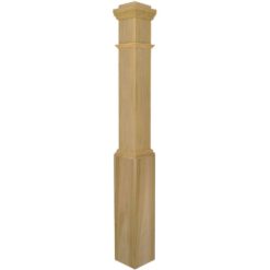 EVERMARK Stair Parts 55 in. x 6-1/4 in. Unfinished Poplar Hollow Core Box Newel Post