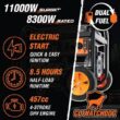 WEN DF1100X 11000W 120V/240V Dual Fuel Transfer-Switch Ready Electric Start Portable Generator with Wheel Kit and CO Shutdown Sensor
