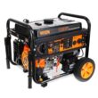 WEN DF1100X 11000W 120V/240V Dual Fuel Transfer-Switch Ready Electric Start Portable Generator with Wheel Kit and CO Shutdown Sensor