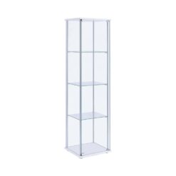 Coaster Home Furnishings White and Clear Curio Cabinet with 4 Glass Shelves
