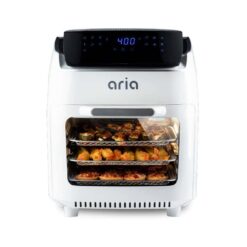 ARIA  10Qt White Air Fryer Oven with Rotating Rotisserie, Dehydration and Recipe Book