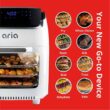 ARIA 10Qt White Air Fryer Oven with Rotating Rotisserie, Dehydration and Recipe Book