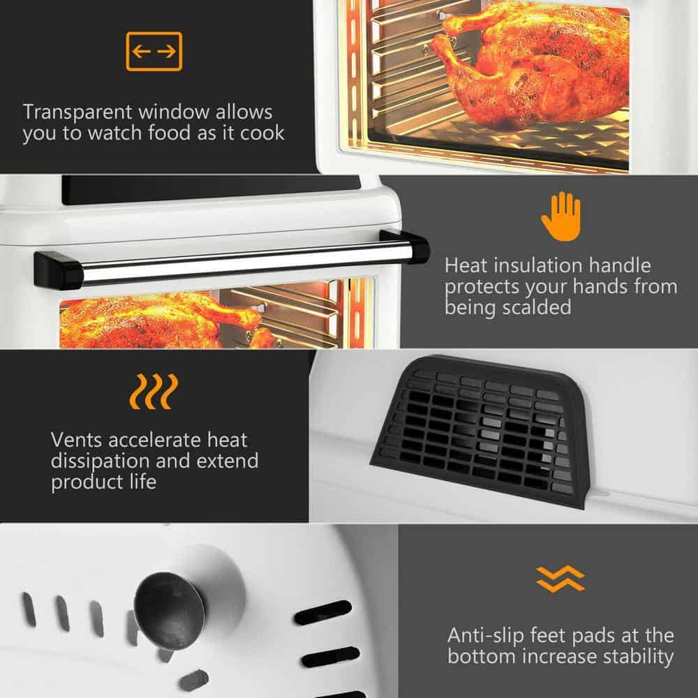 Costway 19 qt. White Air Fryer Oven with Dehydrator Rotisserie Costway 19 qt. White Air Fryer Oven with Dehydrator Rotisserie - Image 4