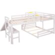 Harper & Bright Designs L-Shaped White Twin Over Full Triple Bunk Bed with Ladder, Slide and Desk Harper & Bright Designs L-Shaped White Twin Over Full Triple Bunk Bed with Ladder, Slide and Desk