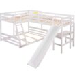 Harper & Bright Designs L-Shaped White Twin Over Full Triple Bunk Bed with Ladder, Slide and Desk Harper & Bright Designs L-Shaped White Twin Over Full Triple Bunk Bed with Ladder, Slide and Desk
