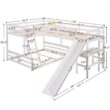 Harper & Bright Designs L-Shaped White Twin Over Full Triple Bunk Bed with Ladder, Slide and Desk Harper & Bright Designs L-Shaped White Twin Over Full Triple Bunk Bed with Ladder, Slide and Desk