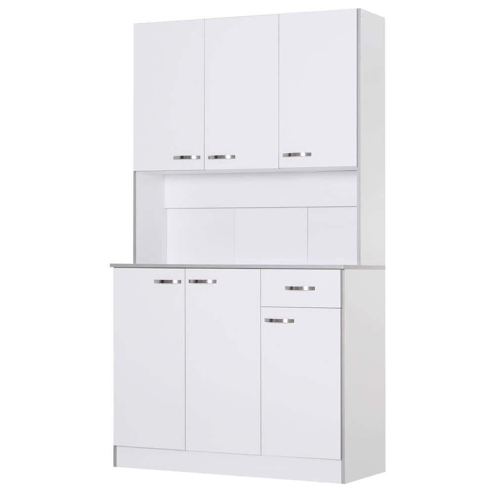 HOMCOM 71 in. White Freestanding Kitchen Cupboard with 3-Adjustable Shelves and 1-Drawer HOMCOM 71 in. White Freestanding Kitchen Cupboard with 3-Adjustable Shelves and 1-Drawer