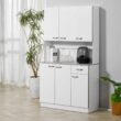 HOMCOM 71 in. White Freestanding Kitchen Cupboard with 3-Adjustable Shelves and 1-Drawer HOMCOM 71 in. White Freestanding Kitchen Cupboard with 3-Adjustable Shelves and 1-Drawer