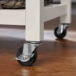 StyleWell Bainport Ivory Wooden Rolling Kitchen Cart Butcher Block Top and Trash Storage (34" W)