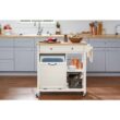 StyleWell Bainport Ivory Wooden Rolling Kitchen Cart Butcher Block Top and Trash Storage (34" W)