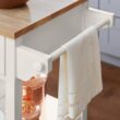 StyleWell Bainport Ivory Wooden Rolling Kitchen Cart Butcher Block Top and Trash Storage (34" W)