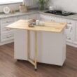 Tileon White Kitchen Island with Extensible Solid Wood Folding Table Top and Towel Rack Tileon White Kitchen Island with Extensible Solid Wood Folding Table Top and Towel Rack