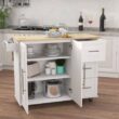 Tileon White Kitchen Island with Extensible Solid Wood Folding Table Top and Towel Rack Tileon White Kitchen Island with Extensible Solid Wood Folding Table Top and Towel Rack