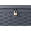 Keter Borneo 110gal Rattan Wicker Resin Patio Deck Storage Box Bench, Grey