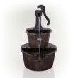 Alpine Corporation 27" Two-Tier Barrel & Pump Outdoor Fountain, Bronze