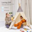 Besrey Kids Teepees Play Tent with Free String Lights & Mat, Portable Canvas Playhouse for Kids Indoor Outdoor Playing Besrey Kids Teepees Play Tent with Free String Lights & Mat, Portable Canvas Playhouse for Kids Indoor Outdoor Playing