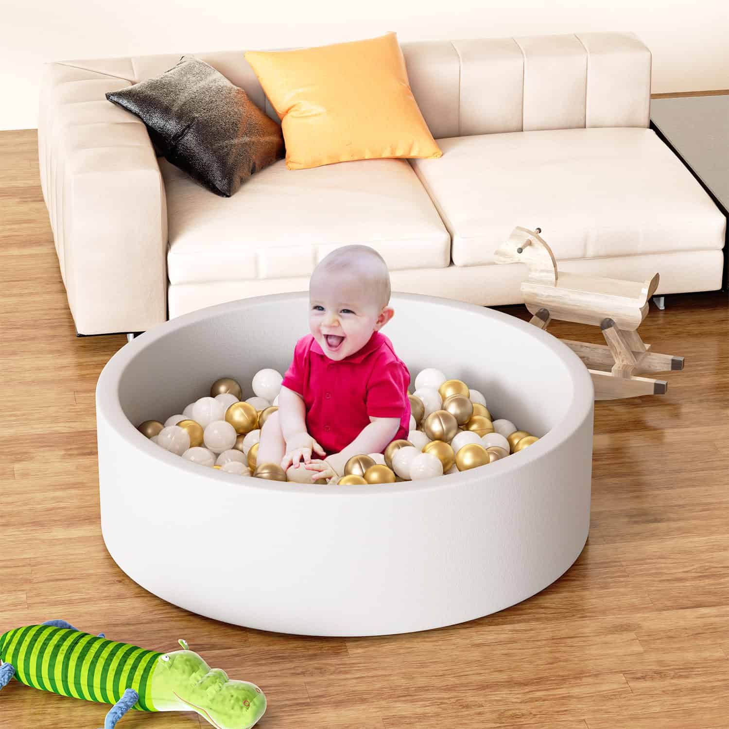 Teedor Foam Ball Pit (200 Balls Included), 39.4 x 11.5 inch large Ball Pits for Toddlers, Soft Children Indoor Round Playpen Teedor Foam Ball Pit (200 Balls Included), 39.4 x 11.5 inch large Ball Pits for Toddlers, Soft Children Indoor Round Playpen - Image 2
