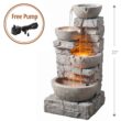 Teamson Home Stacked Stone Tiered Bowl Fountain with LED Light, Gray Teamson Home Stacked Stone Tiered Bowl Fountain with LED Light, Gray