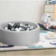 Gray Ball Pit, ∅ 2.75in 200 Balls Included, Memory Foam Ball Pits for Toddlers Soft Children Round Playpen 35 x 12 inch，Black ball