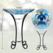 Solar Bird Bath with Metal Stand, Glass Bird Baths for Outdoors, Sea Turtle Pattern Bird Feeder for Garden, Yard, Lawn Decor