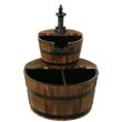 Costway 2 Tier Barrel Waterfall Fountain Barrel Wooden Water Fountain Pump Outdoor Garde