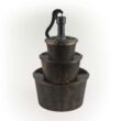 Alpine Corporation 40" Three Tier Pump Outdoor Fountain Decor, Brown