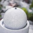 XBrand Modern Stone Textured Round Sphere Water Fountain w/LED Lights, Indoor Outdoor Décor, 25.6 Inch Tall, Grey