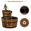 Topbuy 2-Tier Barrel Waterfall Rustic Fountain Barrel Wooden Water Fountain Pump for Garden Patio