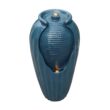 Teamson Home Indoor/Outdoor Glazed Contoured Vase Water Fountain with LED Lights, Blue