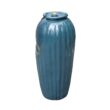 Teamson Home Indoor/Outdoor Glazed Contoured Vase Water Fountain with LED Lights, Blue