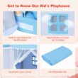 Costway Kids Play Tent Large Playhouse Children Play Castle Fairy Tent Gift w/ Mat Blue Costway Kids Play Tent Large Playhouse Children Play Castle Fairy Tent Gift w/ Mat Blue