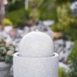 XBrand Modern Stone Textured Round Sphere Water Fountain w/LED Lights, Indoor Outdoor Décor, 25.6 Inch Tall, Grey