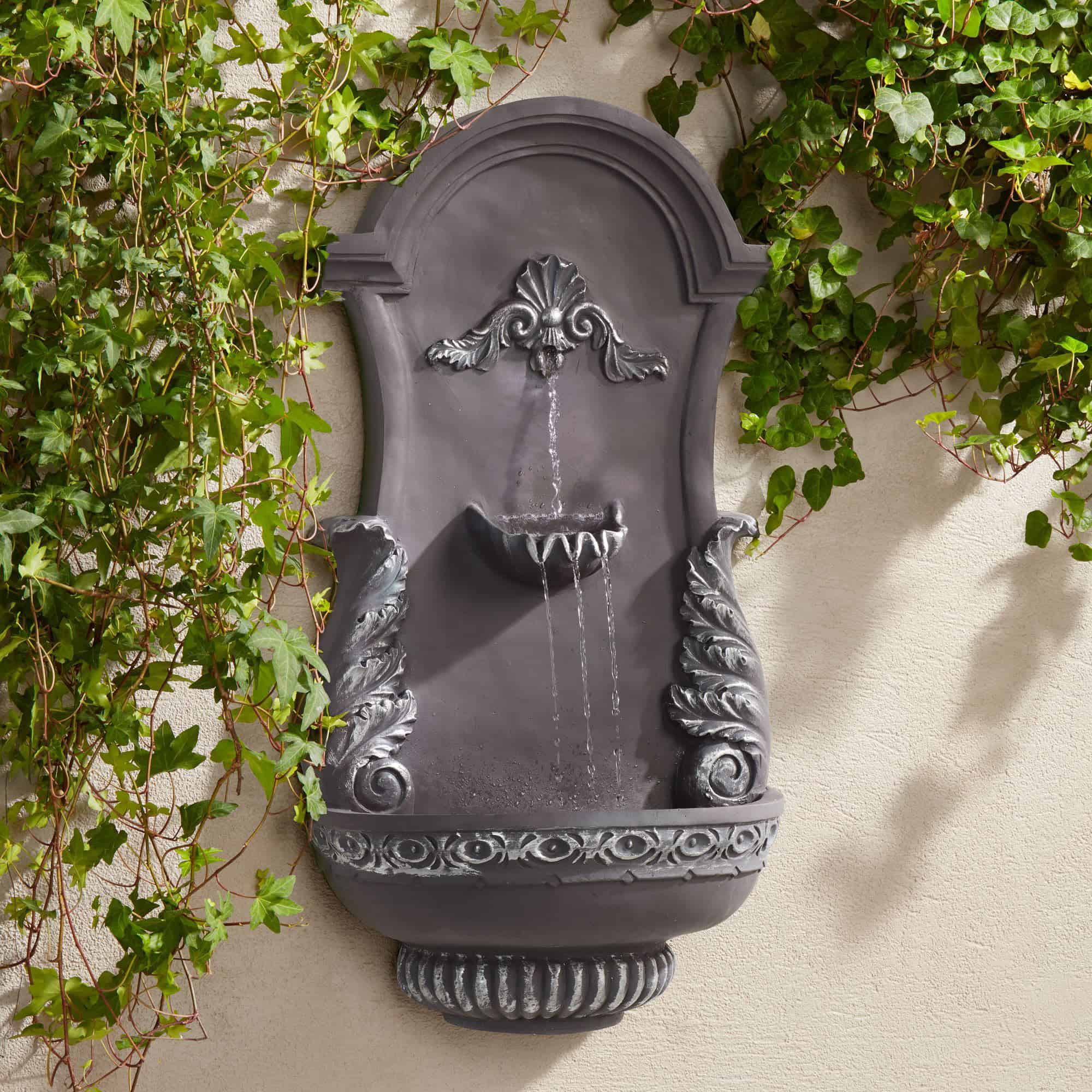 John Timberland Outdoor Wall Water Fountain 33" High 2 Tiered Ornate for Yard Garden Patio Deck Home John Timberland Outdoor Wall Water Fountain 33" High 2 Tiered Ornate for Yard Garden Patio Deck Home