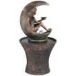 John Timberland Modern Outdoor Floor Water Fountain with Light LED 34" High Crescent Moon for Yard Garden Patio Deck Home