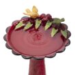 Alpine Corporation 28-Inch Metal Bird Bath with Birds and Leaves, Red