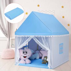 Costway Kids Play Tent Large Playhouse Children Play Castle Fairy Tent Gift w/ Mat Blue