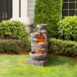 Teamson Home Stacked Stone Tiered Bowl Fountain with LED Light, Gray Teamson Home Stacked Stone Tiered Bowl Fountain with LED Light, Gray