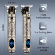 Hairspower Professional Cordless Hair Clippers for Men - T-Blade Trimmer and Nose Hair Trimmer Set