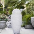 XBrand Modern Stone Textured Round Sphere Water Fountain w/LED Lights, Indoor Outdoor Décor, 25.6 Inch Tall, Grey