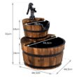Topbuy 2-Tier Barrel Waterfall Rustic Fountain Barrel Wooden Water Fountain Pump for Garden Patio