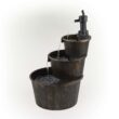 Alpine Corporation 40" Three Tier Pump Outdoor Fountain Decor, Brown