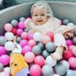 Gray Ball Pit, ∅ 2.75in 200 Balls Included, Memory Foam Ball Pits for Toddlers Soft Children Round Playpen 35 x 12 inch，Gray ball