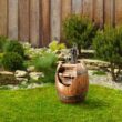 Teamson Home Outdoor Vintage Water Pump and Barrel Waterfall Fountain